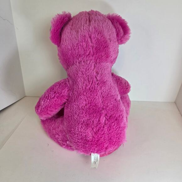 Goffa Pink Blue Green Plush Teddy Bear with Bow ~11.5" Sitting Stuffed Animal - Picture 3 of 10